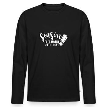 Salz und Pfeffer - Männer Premium Bio Langarmshirt - Schwarz - Vorne - Nico (187cm)