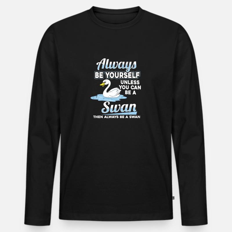 Schwan - Männer Premium Bio Langarmshirt - Schwarz