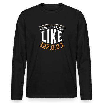 There is no Place Like 127.0.0.1 IT Admin Shirt - Männer Premium Bio Langarmshirt - Schwarz - Vorne - Nico (187cm)