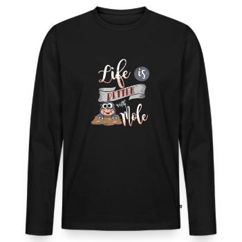 Maulwurf - Männer Premium Bio Langarmshirt - Schwarz - Vorne - Nico (187cm)