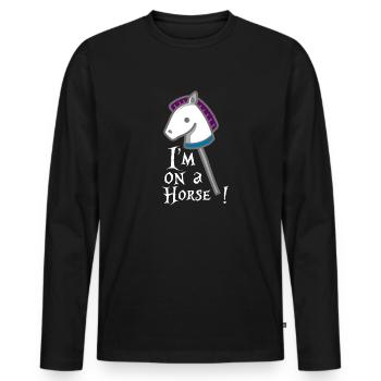 Je suis un cheval - T-shirt manches longues Premium bio Homme - noir - Devant - Nico (187cm)