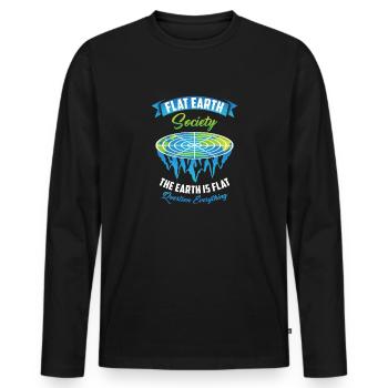 Flat Earth Flat Earth Conspiracy Theory Globe - Men's Premium Organic Long Sleeve Shirt - black - Front - Nico (187cm)