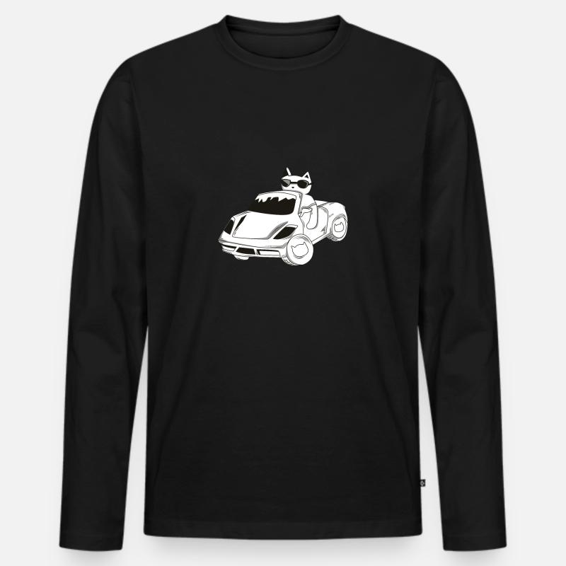 Katze im Auto / Geschenk / Geschenkidee - Männer Premium Bio Langarmshirt - Schwarz