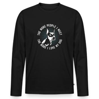 Doberman Pinscher lustiges Geschenk Shirt - Männer Premium Bio Langarmshirt - Schwarz - Vorne - Nico (187cm)