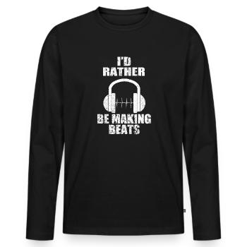 Chemise DJ Deejay Djing Making Beats Disc Jockey - T-shirt manches longues Premium bio Homme - noir - Devant - Nico (187cm)
