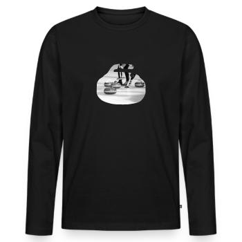 Curling curling stone - Men's Premium Organic Long Sleeve Shirt - black - Front - Nico (187cm)