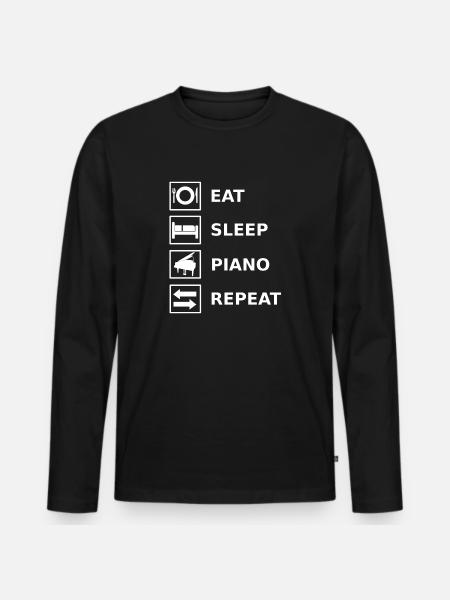 Eat Sleep Piano Repeat - Männer Premium Bio Langarmshirt - Schwarz