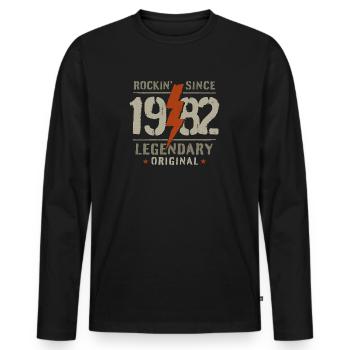 1982 41 years Rock and Roll birthday gift - Men's Premium Organic Long Sleeve Shirt - black - Front - Nico (187cm)