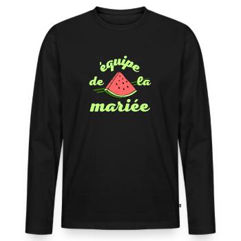 EVJF pastèque été équipe de la mariée - T-shirt manches longues Premium bio Homme - noir - Devant - Nico (187cm)