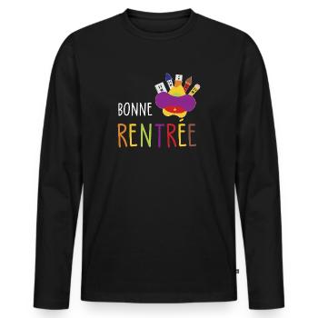 bonne rentrée / humour rentrée des classes - T-shirt manches longues Premium bio Homme - noir - Devant - Nico (187cm)