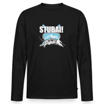 Stubai(tal) statt Dubai - Skifahren - Männer Premium Bio Langarmshirt - Schwarz - Vorne - Nico (187cm)