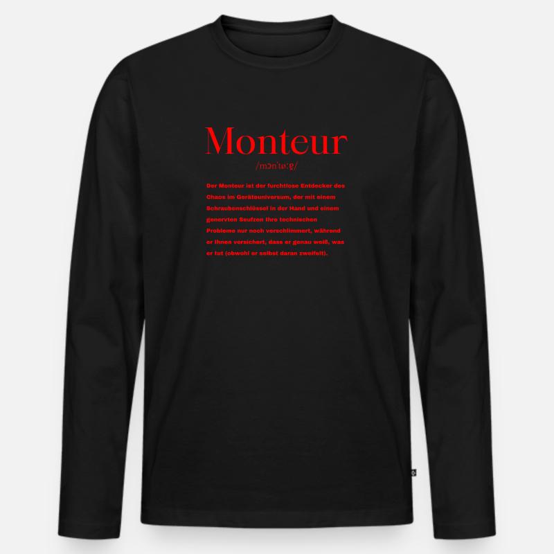 Monteur Definition - Männer Premium Bio Langarmshirt - Schwarz