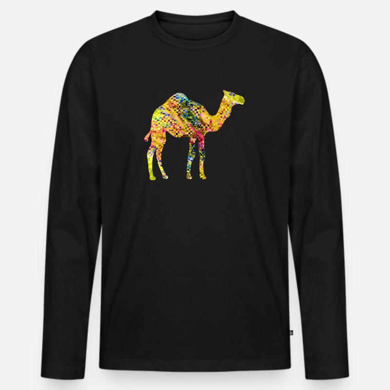 Kamel - Männer Premium Bio Langarmshirt - Schwarz
