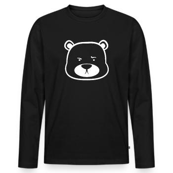 Grimmiges niedliches Bärchen - Männer Premium Bio Langarmshirt - Schwarz - Vorne - Nico (187cm)