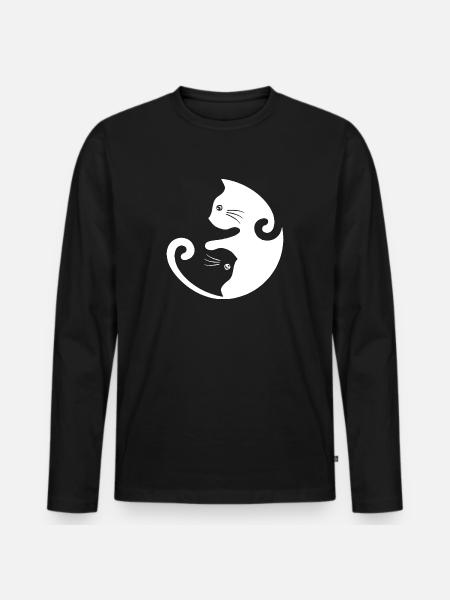Yin Yang cat - Men's Premium Organic Long Sleeve Shirt - black