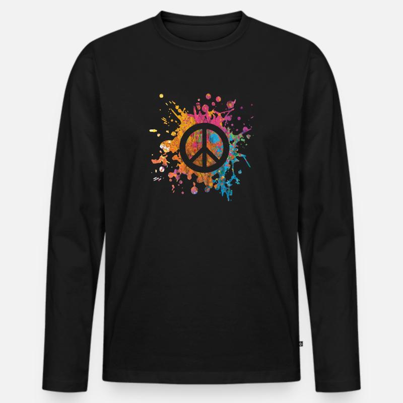 Peace Weltfrieden Geschenk - Männer Premium Bio Langarmshirt - Schwarz