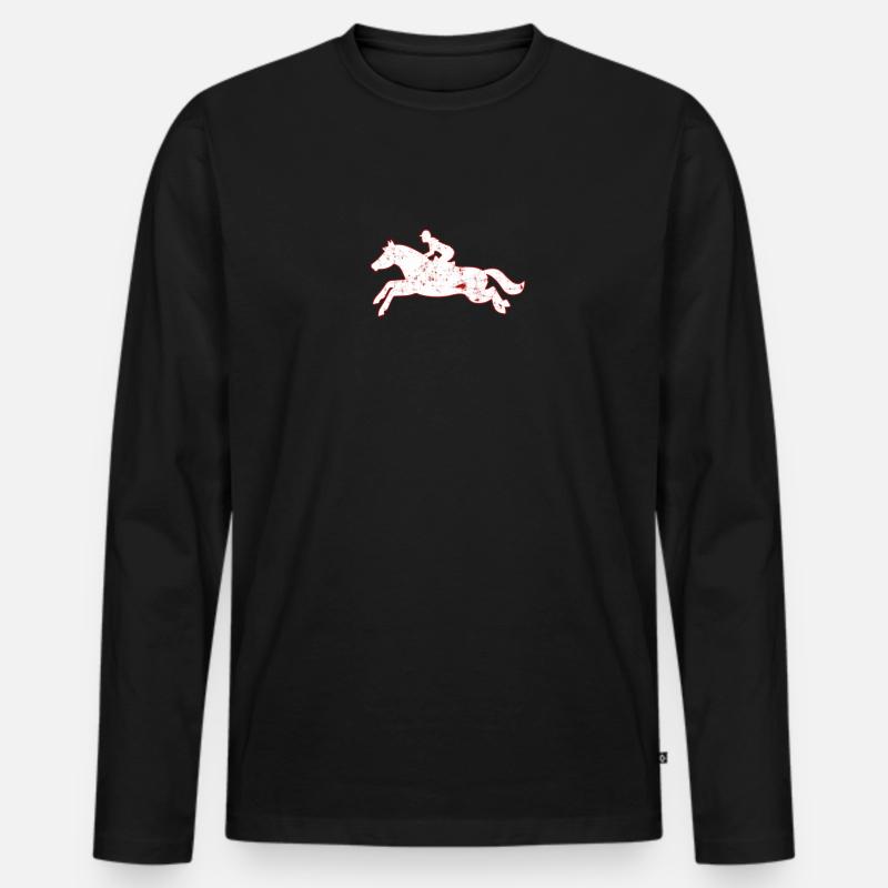 Pferd - Männer Premium Bio Langarmshirt - Schwarz