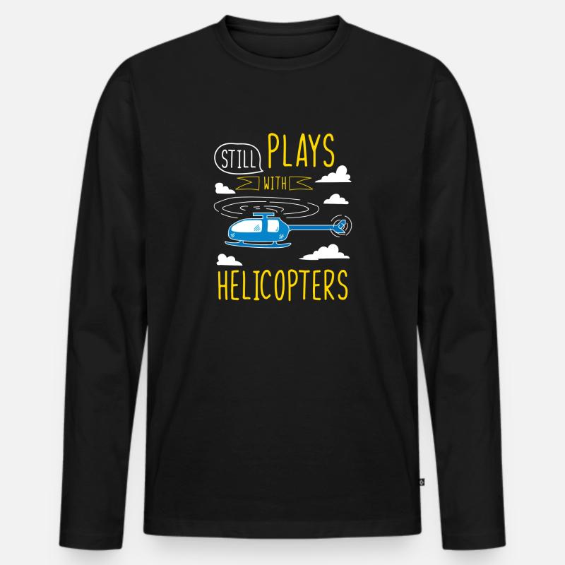 Hubschrauber Helikopter - Männer Premium Bio Langarmshirt - Schwarz