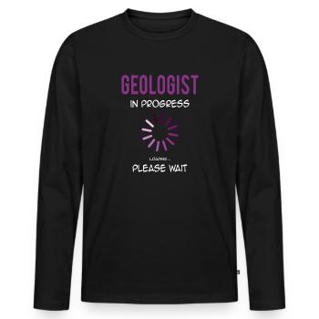 Étudiant en géologie - T-shirt manches longues Premium bio Homme - noir - Devant - Nico (187cm)