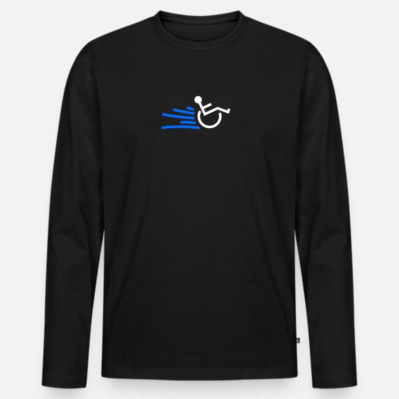 Rollstuhl - Männer Premium Bio Langarmshirt - Schwarz