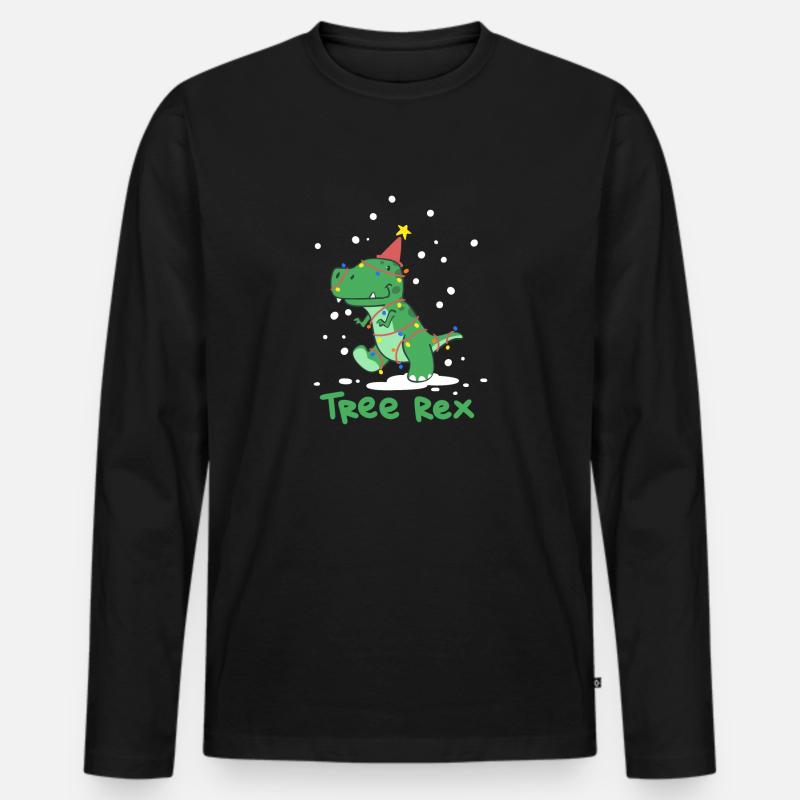 Weihnachten Tree Rex - Männer Premium Bio Langarmshirt - Schwarz