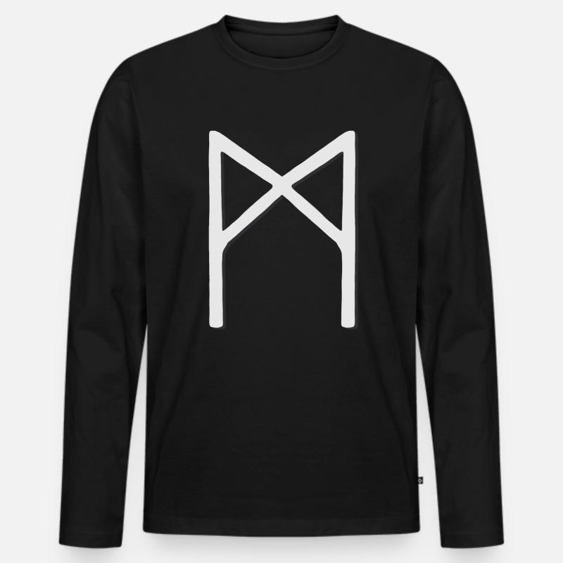 Futhark Runenalphabet Mannaz - Männer Premium Bio Langarmshirt - Schwarz
