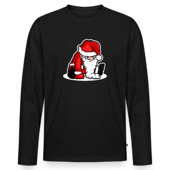 Sitting Santa Puppet - White - Männer Premium Bio Langarmshirt - Schwarz - Vorne - Nico (187cm)