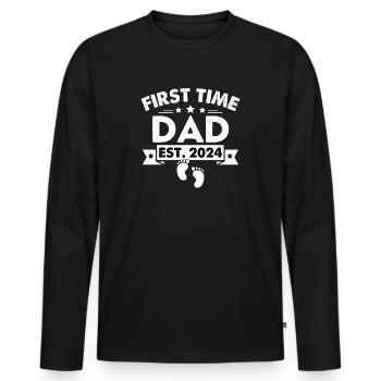 Papa pour la première fois est. 2024 - T-shirt manches longues Premium bio Homme - noir - Devant - Nico (187cm)