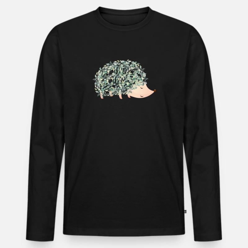 Igel - Männer Premium Bio Langarmshirt - Schwarz
