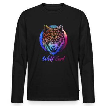 Wolf - Men's Premium Organic Long Sleeve Shirt - black - Front - Nico (187cm)