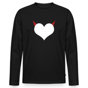 Herz Teufel Diable que j’aime - T-shirt manches longues Premium bio Homme - noir - Devant - Nico (187cm)