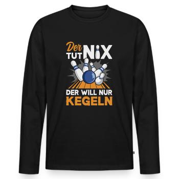 Kegeln Kegler Kegel Kegelbahn Kegeltour - Männer Premium Bio Langarmshirt - Schwarz - Vorne - Nico (187cm)