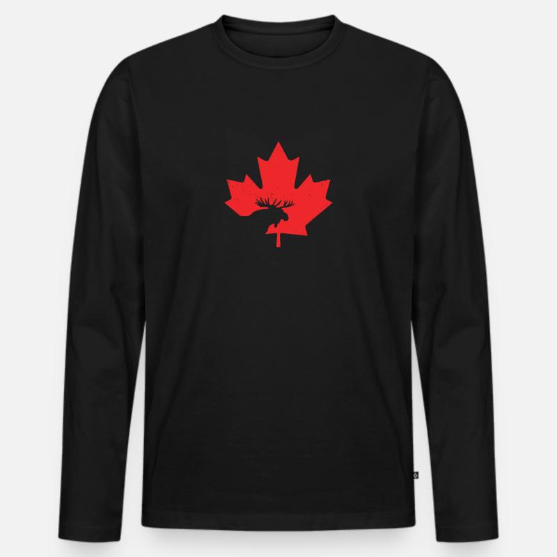 Maple Leaf Canada Day Elch Bleib ruhig - Männer Premium Bio Langarmshirt - Schwarz