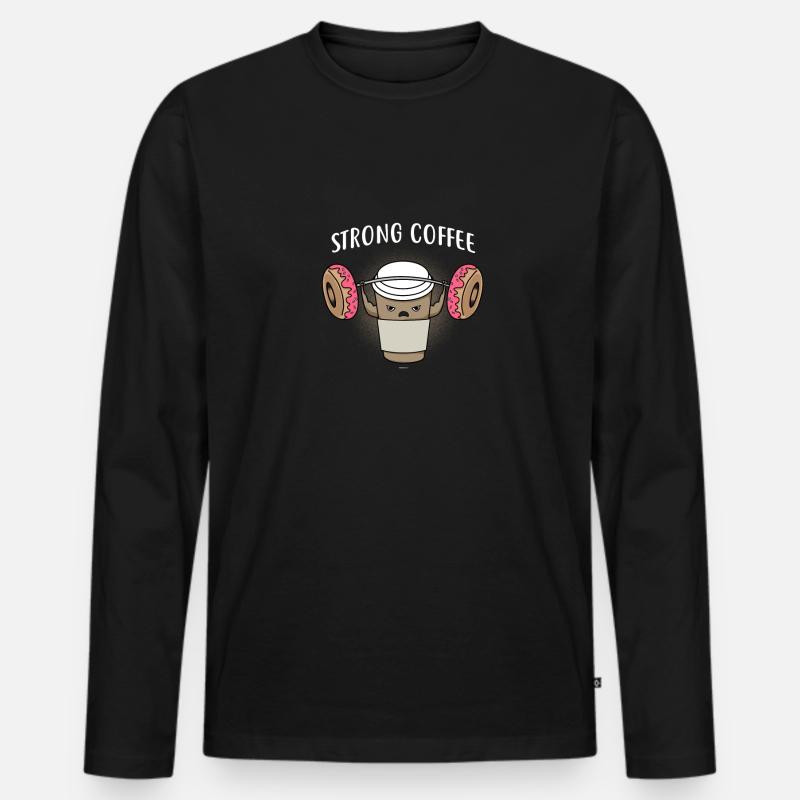 Starkes Kaffeegeschenk - Männer Premium Bio Langarmshirt - Schwarz