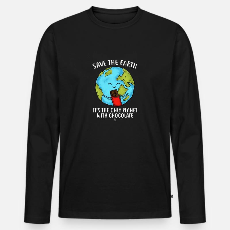 Rette das Erdgeschenk - Männer Premium Bio Langarmshirt - Schwarz