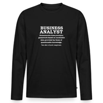 Business-Analyst-Magier-Definitions-Absolvent - Männer Premium Bio Langarmshirt - Schwarz - Vorne - Nico (187cm)
