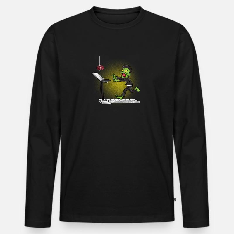 Zombie Tretmühle Halloween Geschenk - Männer Premium Bio Langarmshirt - Schwarz