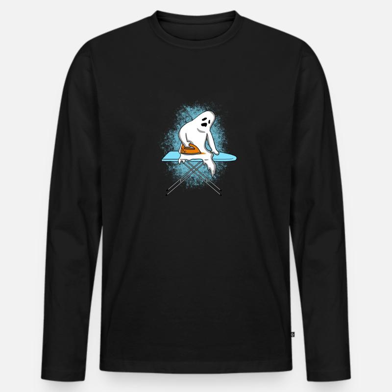 Geist, der Selbsthalloween-Geschenk bügelt - Männer Premium Bio Langarmshirt - Schwarz