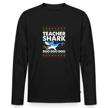 Teachershark ugly sweater gift - Men's Premium Organic Long Sleeve Shirt - black - Front - Nico (187cm)