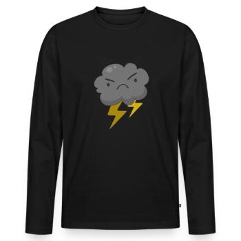 Angry Cloud With Lightning Thunderstorm Weather - Men's Premium Organic Long Sleeve Shirt - black - Front - Nico (187cm)