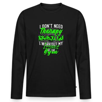 salle de gymnastique - T-shirt manches longues Premium bio Homme - noir - Devant - Nico (187cm)