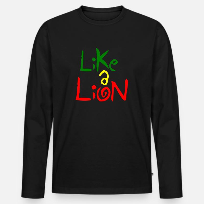 Like A Lion - Männer Premium Bio Langarmshirt - Schwarz