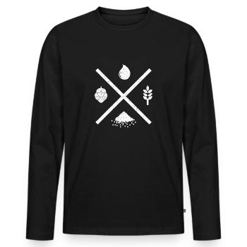 Eau houblon malt levure bière brasserie brasseurs maison - T-shirt manches longues Premium bio Homme - noir - Devant - Nico (187cm)