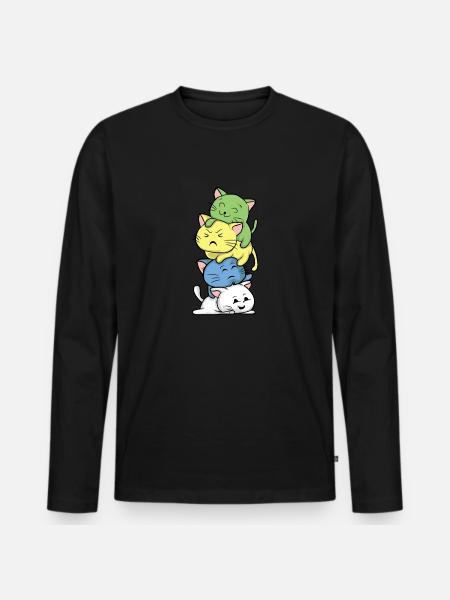 Kawaii katte manga stil japan miao gave - Premium økologisk langærmet T-shirt til mænd - sort