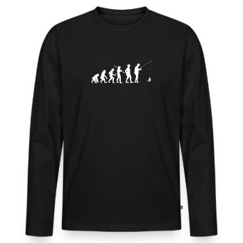 Menschliche Evolution Fischerei Fischerei - Männer Premium Bio Langarmshirt - Schwarz - Vorne - Nico (187cm)