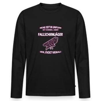 Bundeswehr Fallschirmjäger Barettabzeichen - Männer Premium Bio Langarmshirt - Schwarz - Vorne - Nico (187cm)
