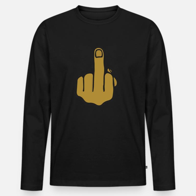 Mittelfinger Emoji - Männer Premium Bio Langarmshirt - Schwarz