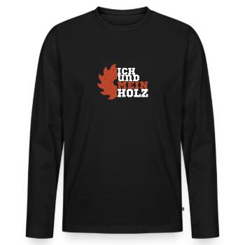 Mon bricoleur de bois bricole en atelier avec scie - T-shirt manches longues Premium bio Homme - noir - Devant - Nico (187cm)