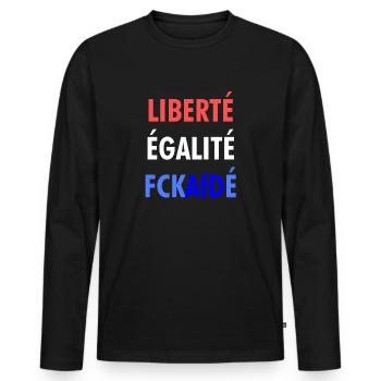 LIBERTÉ ÉGALITÉ FCKAfDÉ - T-shirt manches longues Premium bio Homme - noir - Devant - Nico (187cm)