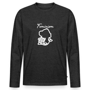 féminisme - T-shirt manches longues Premium bio Homme - anthracite chiné - Devant - Nico (187cm)